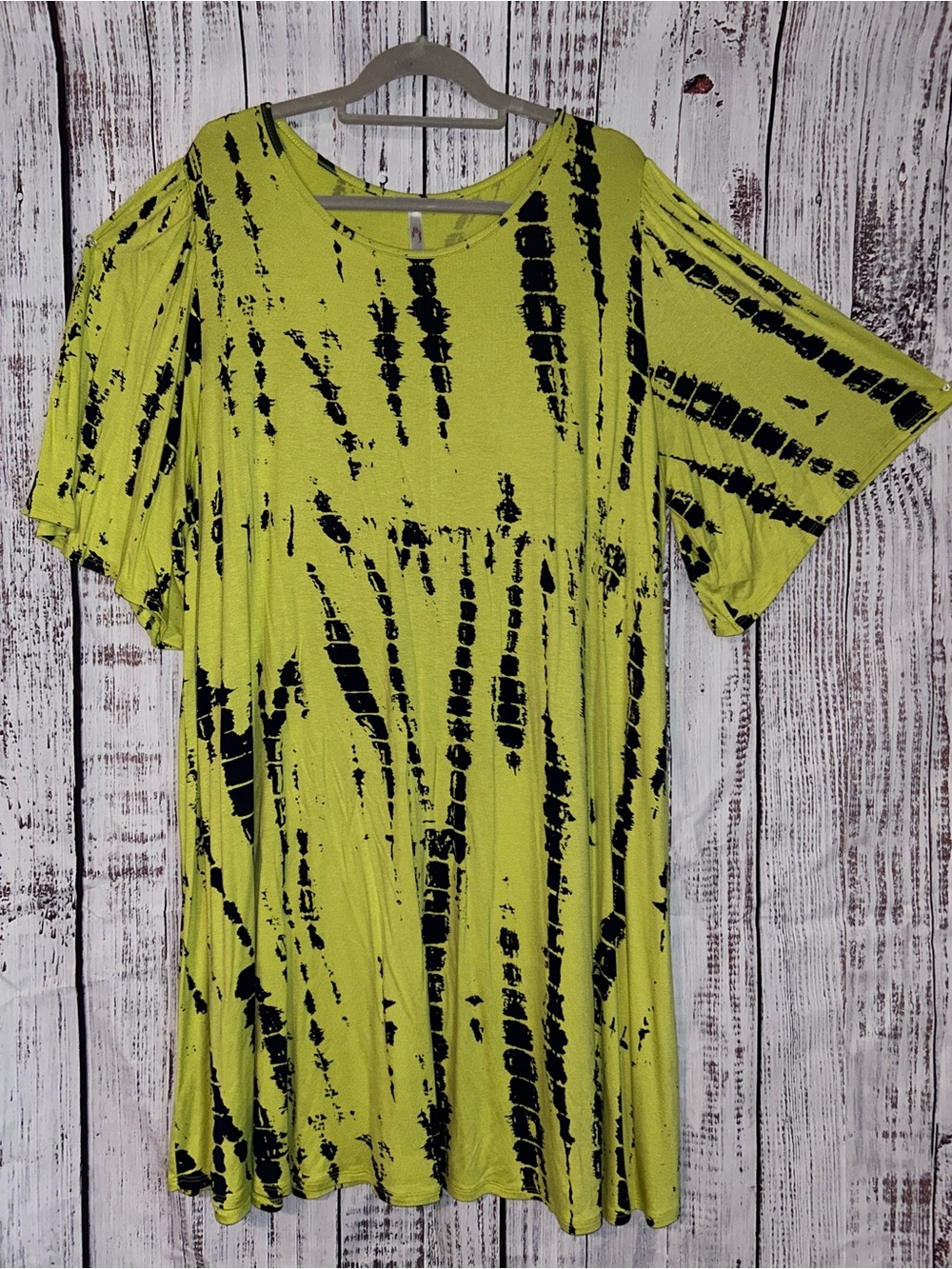 Silhouette Lime Green and Black Tie-Dye Midi Dress